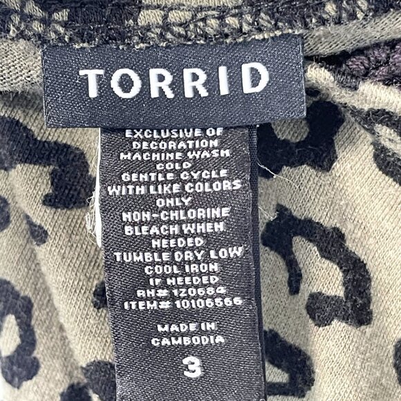 Torrid Whimsigoth Cheetah Print Top Women Size 3 Green Lace Smocked Fairy Grunge - Picture 6 of 9